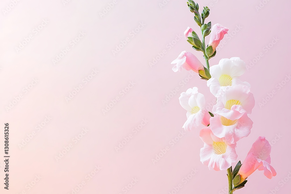 Fototapeta premium Delicate pink flowers on pastel background.