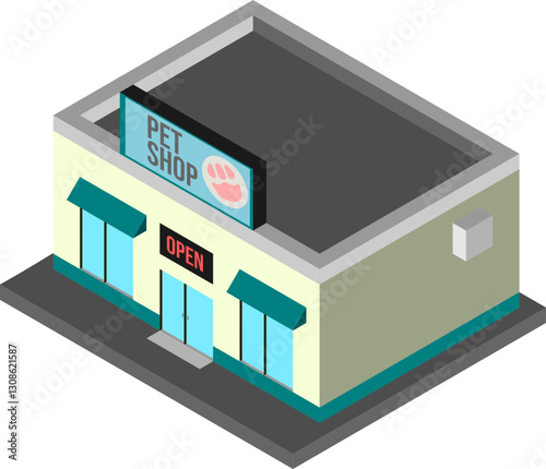 vector isometric building of pet shop
