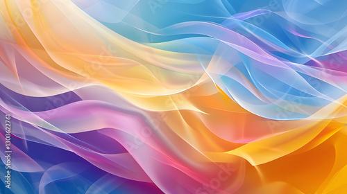 Abstract colorful background with flowing shapes and soft curves, blending vibrant hues in a dynamic and artistic style.
