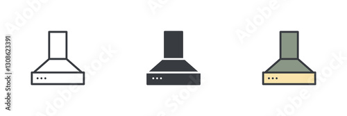 Kitchen hood different style icon set