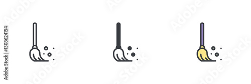 Floor mop different style icon set