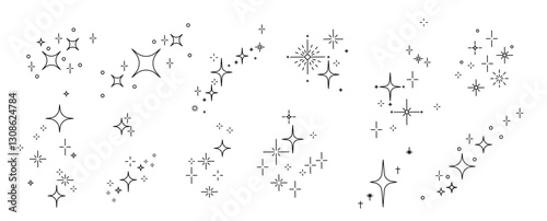 Set of  sparkling star design elements. Vector