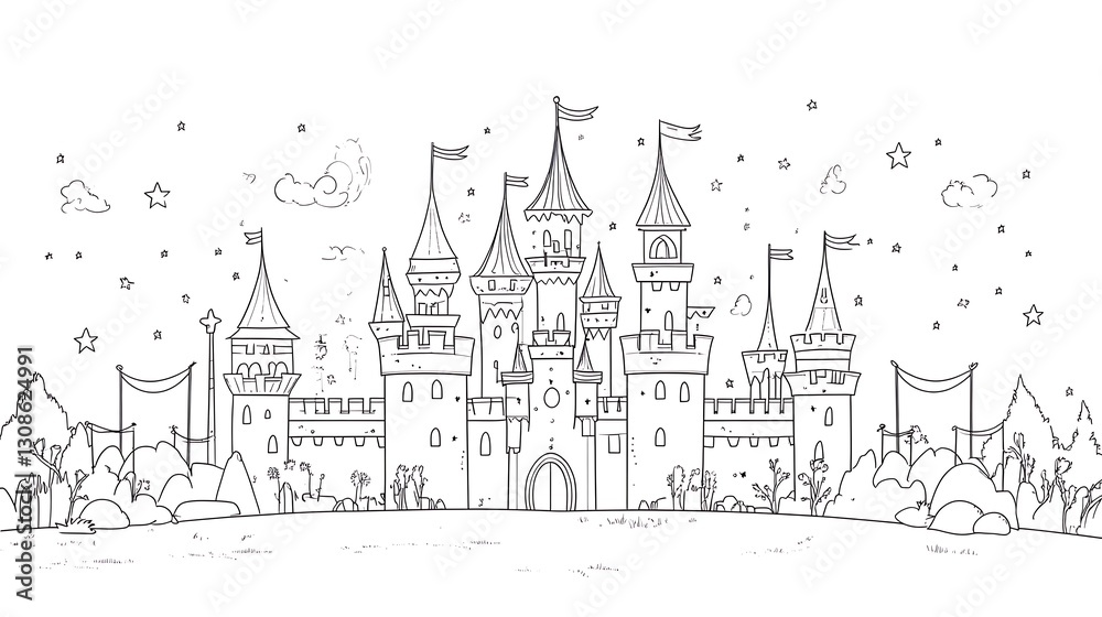 A Majestic Fairytale Castle Surrounded By Lush Greenery A Majestic Fairytale Castle Surrounded By Lush Greenery