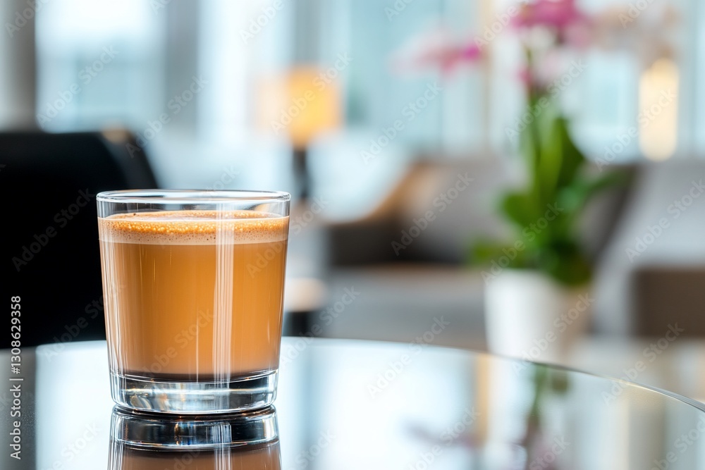Creamy Coffee Latte in Modern Cafe Setting Creamy Coffee Latte in Modern Cafe Setting