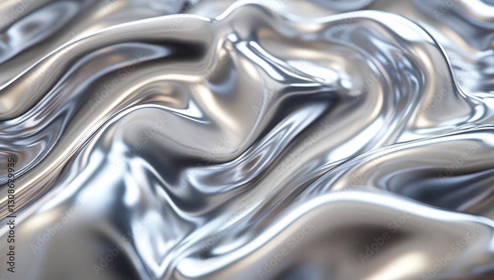 Shimmering Silver Metallic Wave Pattern Texture in Soft Reflections with Fluid Motion for Background and Design Use in Creative Projects Shimmering Silver Metallic Wave Pattern Texture in Soft Reflections with Fluid Motion for Background and Design Use in Creative Projects