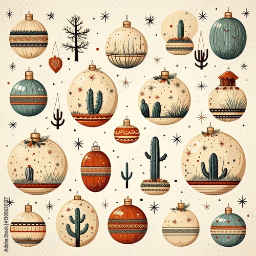 Adorable Cowboy-Themed Christmas Illustration with Holiday Spirit