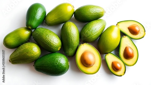 Wallpaper Mural "Fresh Avocado Lineup on White Background with Text Space" Torontodigital.ca