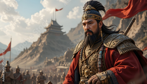 genghis khan the fierce and mighty conqueror leader of the mongol empire generative ai art