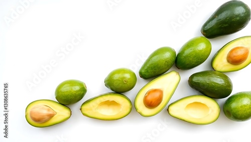 Wallpaper Mural "Fresh Avocado Lineup on White Background with Text Space" Torontodigital.ca