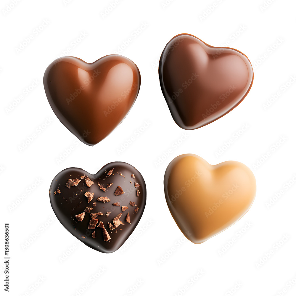 Heart shaped chocolate candies isolated on white background. Heart shaped chocolate candies isolated on white background.