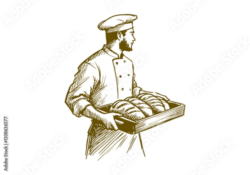 Baker hand drawn sketch illustration vector