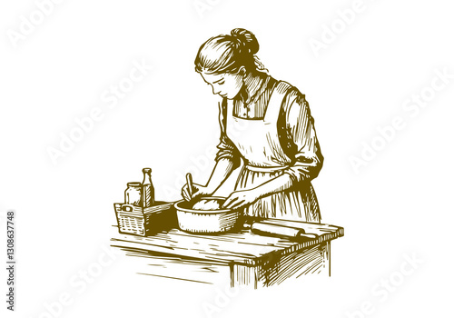 Baker hand drawn sketch illustration vector