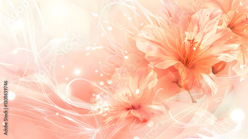 Abstract peach flower vector background with elegant swirling details and soft pastel hues, creating a delicate and stylish floral design.