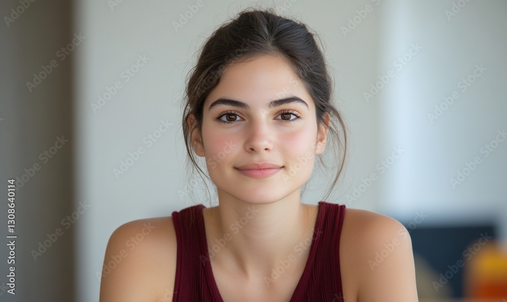 Beautiful Young Woman Portrait Natural Soft Light Closeup Beautiful Young Woman Portrait Natural Soft Light Closeup