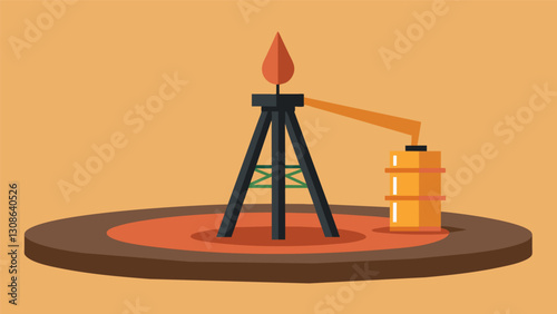 The simple unadorned oil well cap stands as a symbol of the simplicity of traditional energy sources.. Vector illustration