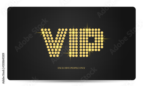 Golden VIP text element with luxurious design. Premium card with gold elements, exclusive people only. Vector illustration for jewelry stores, club, invitation, certificate