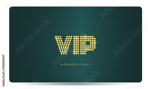 Premium VIP card template emerald green, transformative teal colors. Exclusive design for members only. Vector illustration for concert, spa, lounge, exclusive access