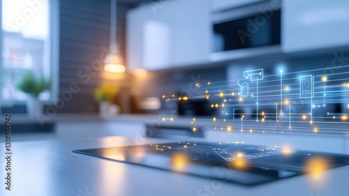 Wallpaper Mural Smart home automation system managing modern technology house lighting, energy control, and nighttime security beneath starry skies AI-driven analytics Torontodigital.ca