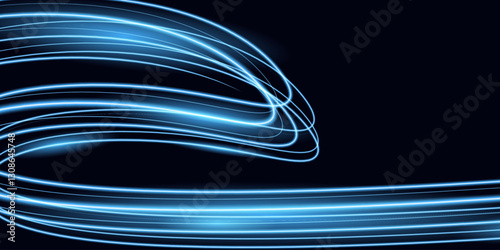 Abstract bright blue luminous high speed motion effect. Futuristic vector illustration eps10