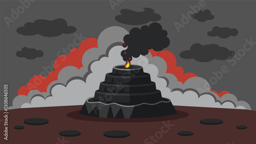 Thick layers of soot and ash coat every surface in the vicinity of the coal furnace a constant reminder of its neverending hunger and unstoppable. Vector illustration