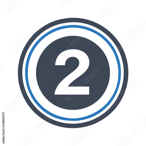 Number 2 inside double ring icon
