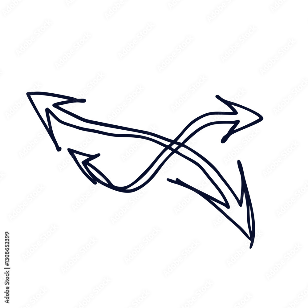 Naklejka premium Crossed arrows hand-drawn icon