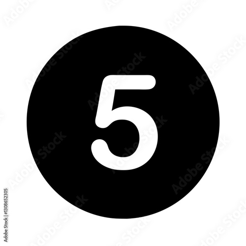 Black number 5 inside solid circle