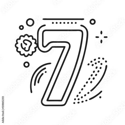 Hand-drawn number 7 icon