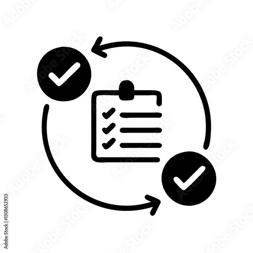 Checklist with checkmarks and arrows icon