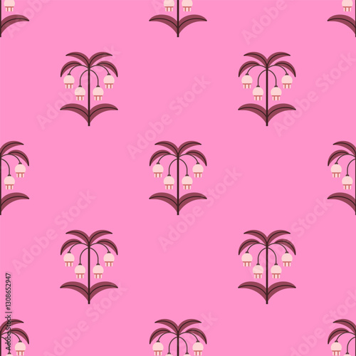 Seamless floral pattern. Spring botanical design with flower branches. Repeating print, endless nature background with wildflowers for textile, fabric, wallpaper, wrapping. Flat vector illustration