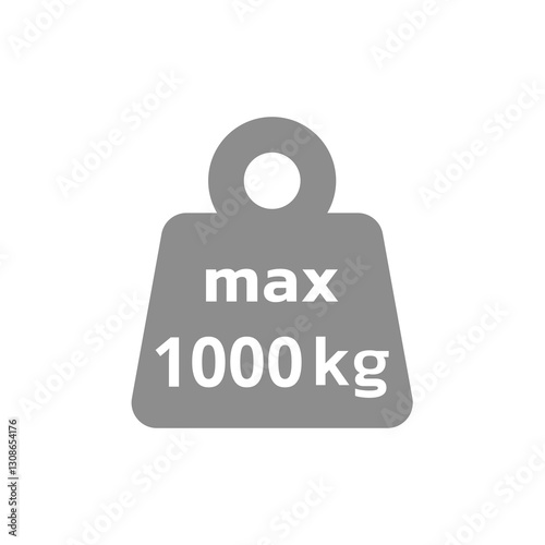 1000 kilos weight capacity vector icon. Max or maximum one thousand kg kettlebell label.