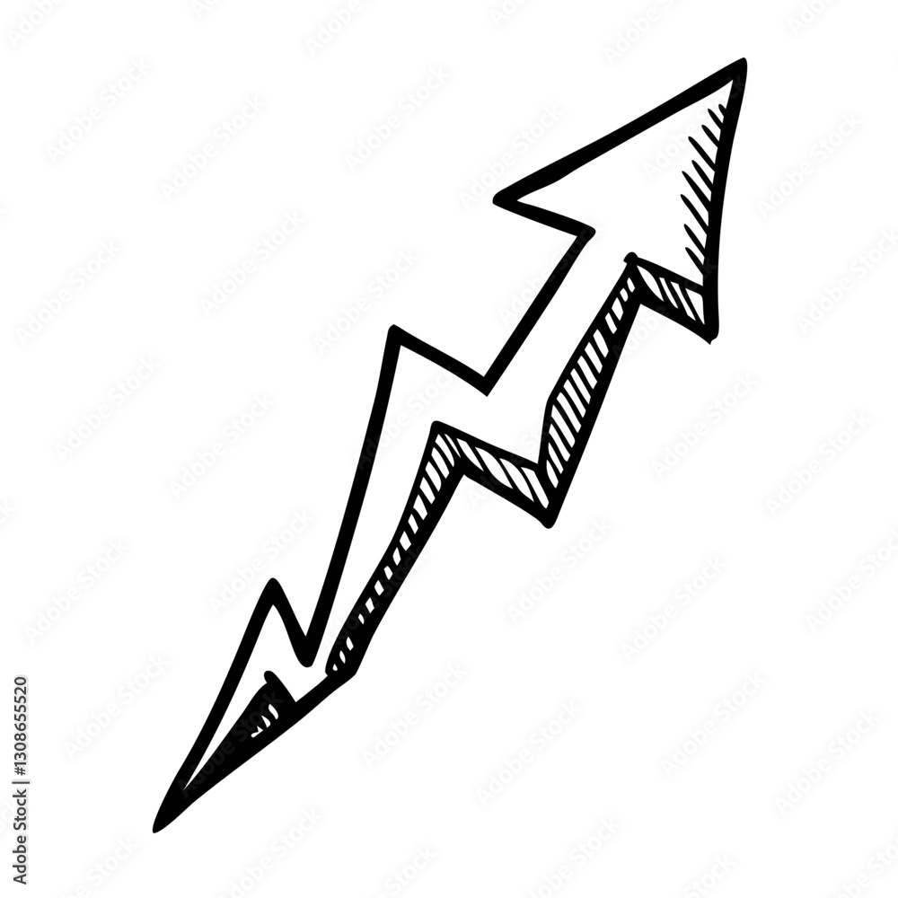 Hand-drawn upward zigzag arrow Hand-drawn upward zigzag arrow