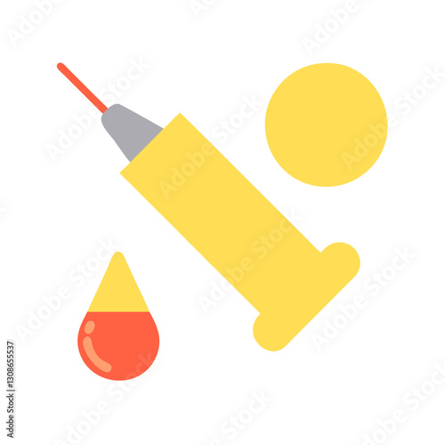 Yellow medical syringe icon