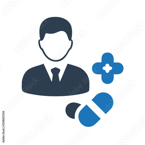 Pharmacist with medicine icon