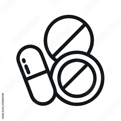 Monochrome medical pills icon