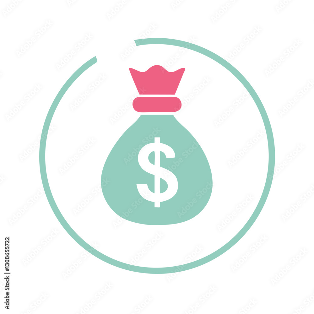 Green outlined money bag icon Green outlined money bag icon