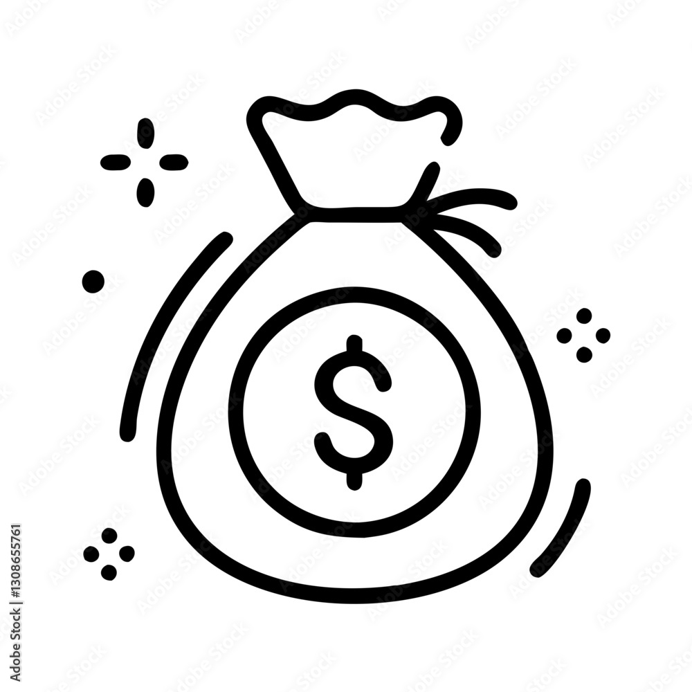 Decorative money bag icon