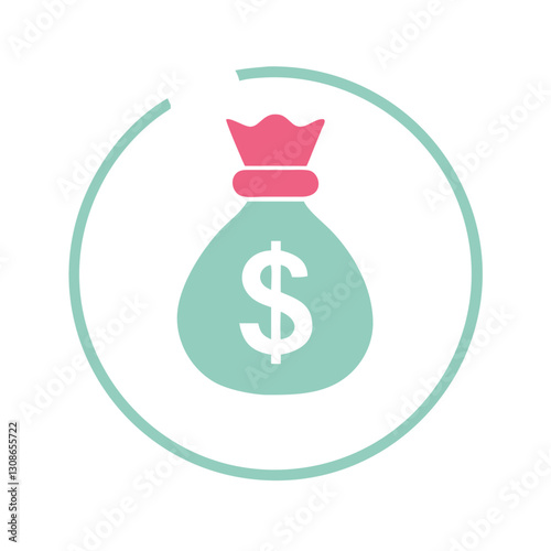 Green outlined money bag icon