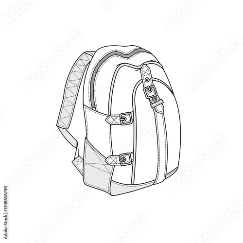 Kids utility rucksack mockup template vector design technical illustration