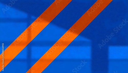 A textured background featuring diagonal stripes in deep blue and vibrant orange. The interplay of light and shadow creates depth, enhancing the abstract quality of the design.