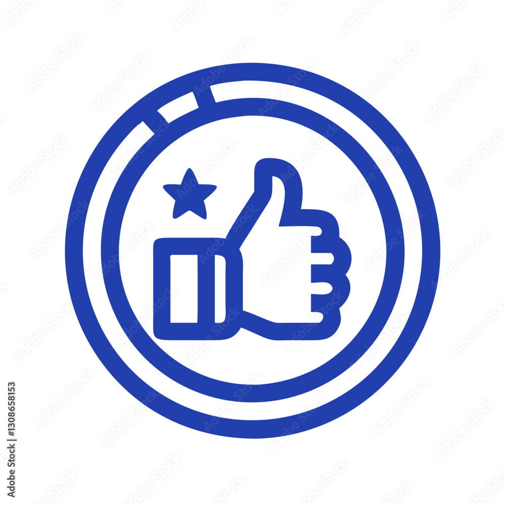 Thumbs-up approval icon with star badge Thumbs-up approval icon with star badge