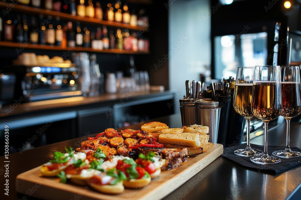 tapas on the plate and wine glasses in spanish bar tapas on the plate and wine glasses in spanish bar