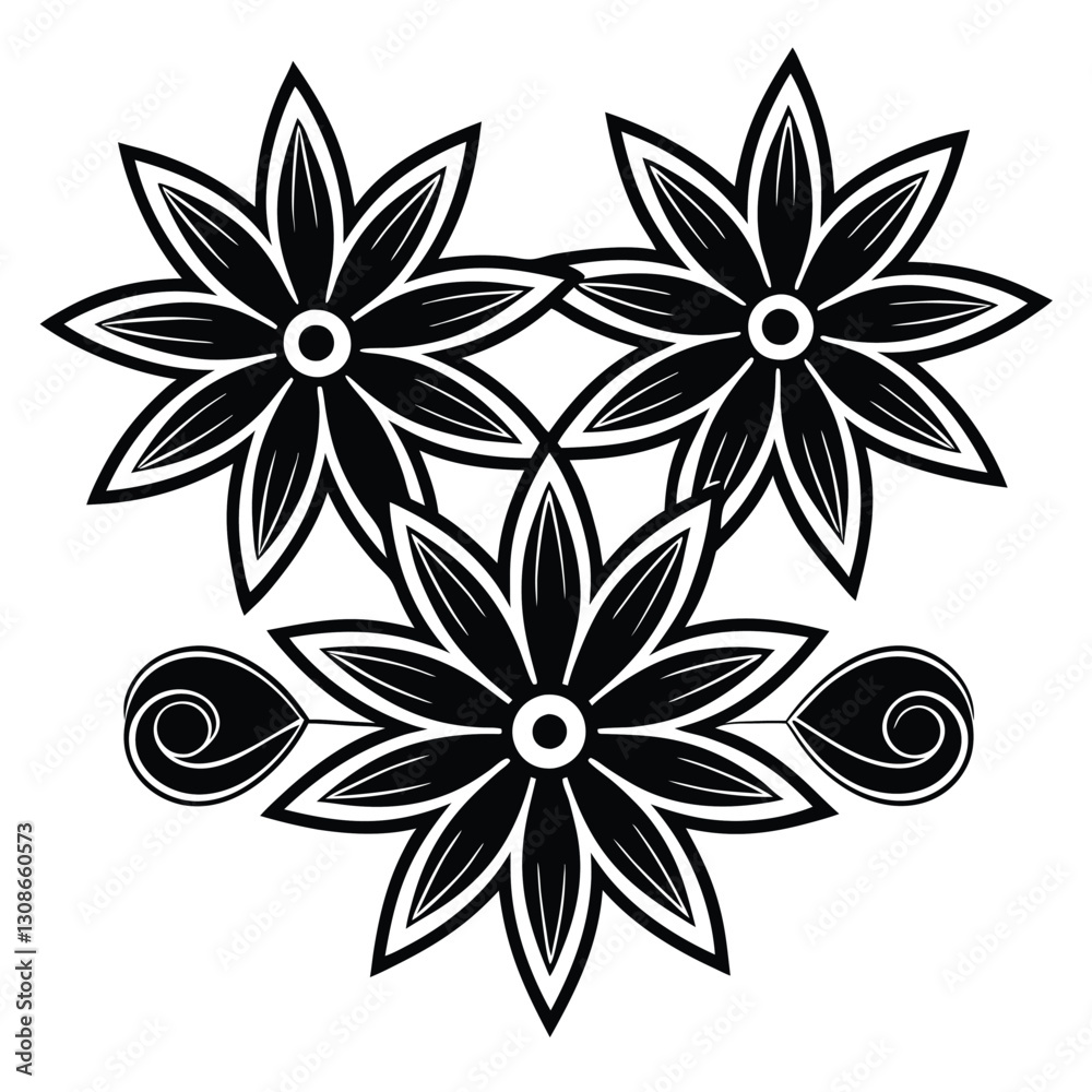 rnate Floral Silhouette Showcasing a Sophisticated Petal Structure rnate Floral Silhouette Showcasing a Sophisticated Petal Structure