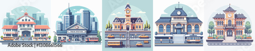 Vector of a train station building.