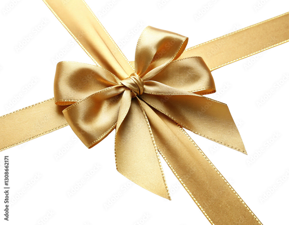 A Gold Ribbon With Bow On White Background A Gold Ribbon With Bow On White Background