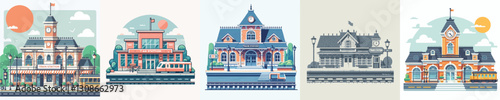 Vector of a train station building.