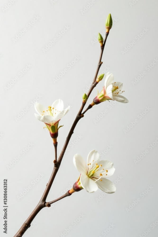 Obraz premium Delicate branches on white isolated background, twig, organic