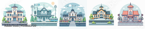 Vector of a train station building.