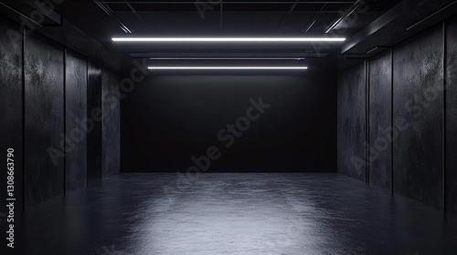 Dark Modern Stage with LED Lights for Creative Backgrounds