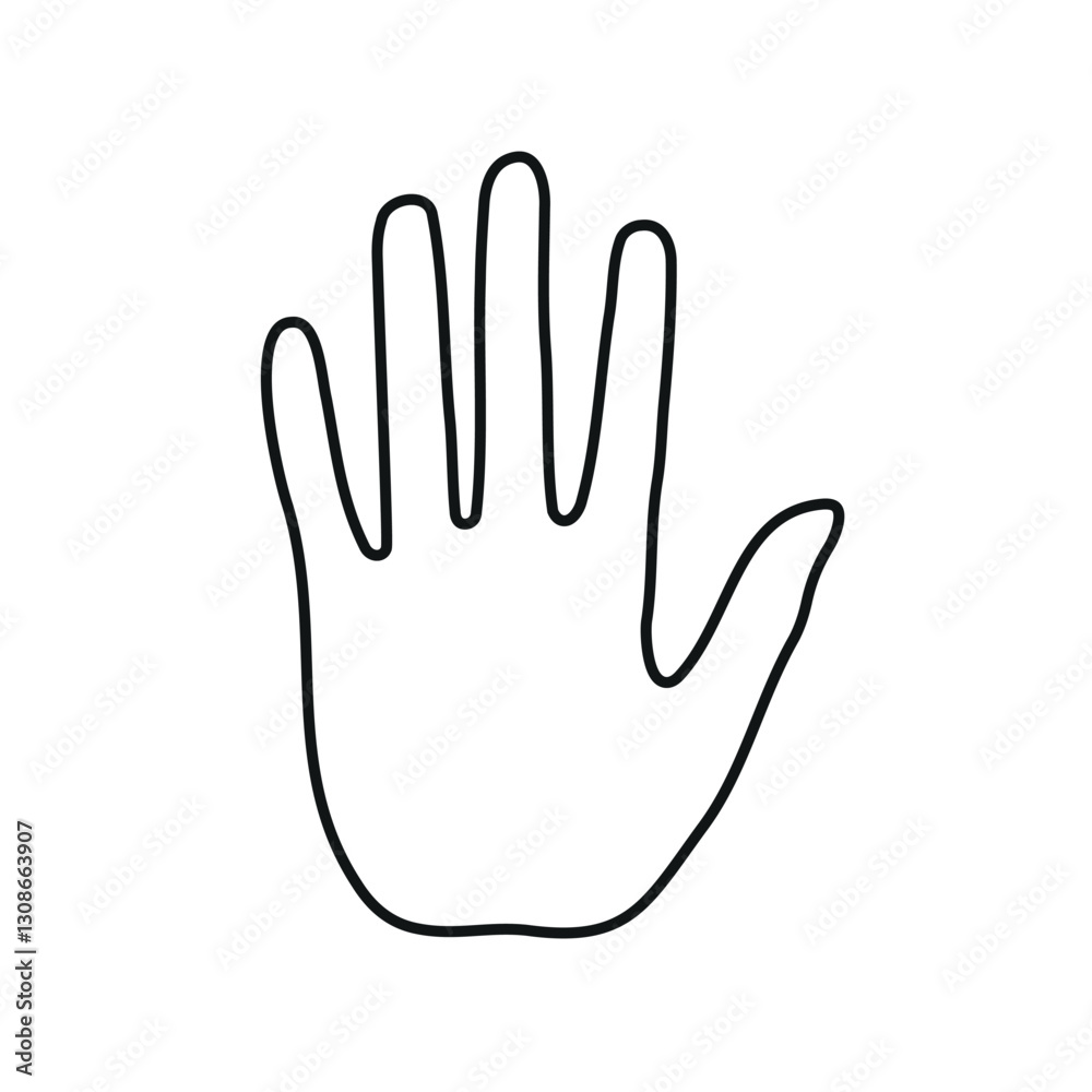 black hand silhouette isolated on white background. Hello, hi, peace, stop, ban, block sign. Do not touch symbol. prohibition sign. Vector illustration black hand silhouette isolated on white background. Hello, hi, peace, stop, ban, block sign. Do not touch symbol. prohibition sign. Vector illustration